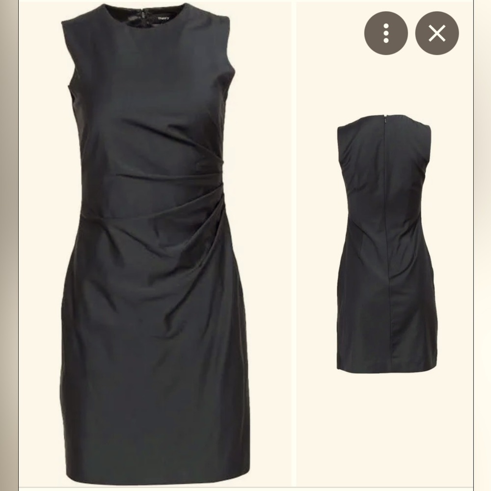 Theory- black Ruched Side Sheath Dress